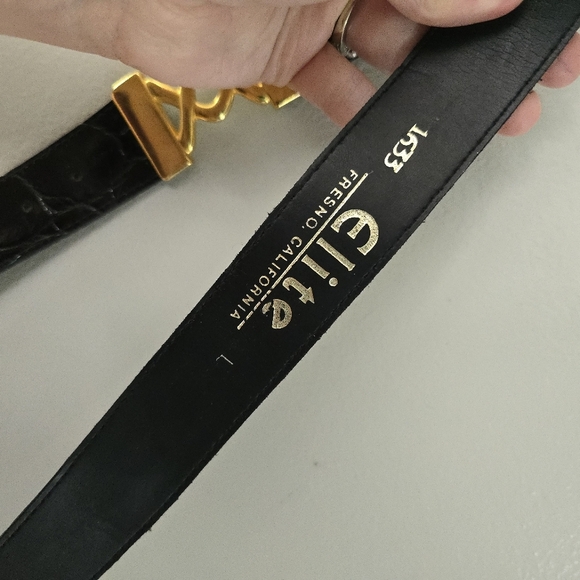Vintage Elite Fresno California Black Gold Belt Large - Picture 4 of 10